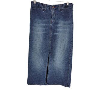 Y2K VTG Venezia Denim Maxi Skirt 14 Streetwear festival western slit w/ pockets